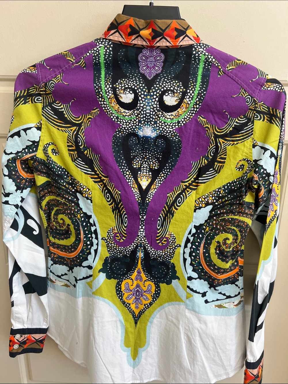 ETRO Patterned Long Sleeve Button-Up top vtg Cotton Purple | Size: M | US6, IT42 - Picture 5 of 7